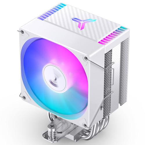 JONSBO CR1400 EVO White Color 9cm CPU Cooler, H130mm, Air Cooling Tower Radiator, Silent heatsink, 4pin Automatic Light CPU Fan,4 Copper Heatpipes AMD AM4/AM5 Intel LGA1700, 92mm RGB Fan, White