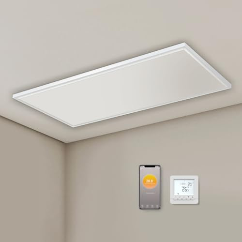 EVOKOR Infrarotheizung Deckenmontage mit Thermostat 860W, APP Fernbedienung Steuerung, Infrarot Deckenheizung mit Überhitzungsschutz, Heizplatte Heizkörper Heizpaneel -1230 * 630mm