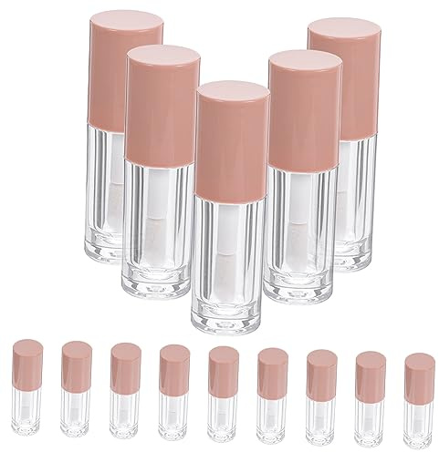 PartyKindom 14pcs 6ml Refillable Lip Gloss Tubes with Large Wand Plastic Lip Balm Containers for DIY Oil Storage Travel Use in Pink