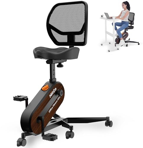 HitGo Office Exercise Bike Desk Chair,330 lbs Heavy Duty Under Desk Bike with 9-Level Height Adjustable Seat 24.4-33.8,8-Level Resistance & Rolling Wheels,Quiet Fitness Chair for Home Office,Black