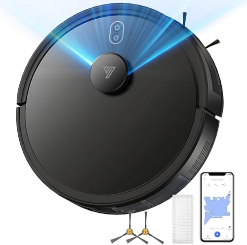 2025 Robot Aspirapolvere Lavapavimenti con Mappatura Fino a 4000Pa, Lidar Laser, Potenziamento del Tappeto,120 Min WIFI/App/Alexa Precisione nell'Evita Ostacoli Ideale per peli Animali Domestici-Nero