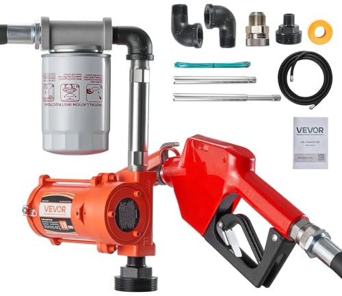 VEVOR Fuel Transfer Pump, 12V DC 10 GPM, Portable Diesel Transfer Pump Kit, with Auto Shut-Off Nozzle, Discharge Hose, Overheat Protection, Power Cable, Explosion-Proof, for Gasoline Diesel Kerosene