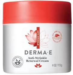 Derma E Anti-Wrinkle Renewal Skin Cream – Vitamin A Wrinkle Treatment Cream – Vegan Anti-Aging Moisturizer to Smooth & Renew Aging Skin, 4 oz