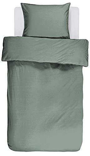 ESSENZA Bettwäsche Guy Sea Green, 155x220 + 1x 80x80 cm - 100% Baumwollrenforce 144TC - Uni