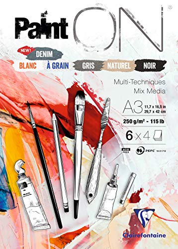 Clairefontaine 975411C - Zeichenblock PaintOn mit 24 Blatt 29,7x42 cm 250g sortierte Farben
