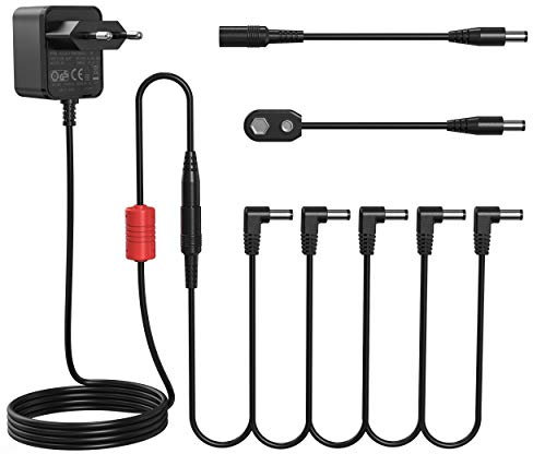 Donner Power Supply Adapter Netzteil Adapter für Gitarre Effektpedal 9V DC 1A mit 5 Daisy Chain kostenlosen Kabel (DPA-100)