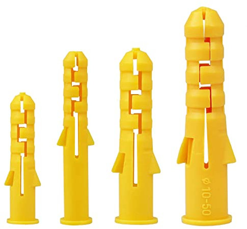 Lot de 300 chevilles murales tout en un multi-usages, 6, 8, 10 mm, chevilles d'expansion brutes de tailles assorties, chevilles murales d'expansion pour fixations de plaques de plâtre