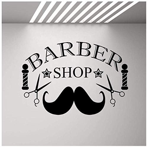 WYFCL Adesivo per Negozio di Barbiere Adesivo per Vetrine per Parrucchiere Parrucchiere Adesivo per Baffi Forbici Carta da Parati Rimovibile Murale 42X29Cm