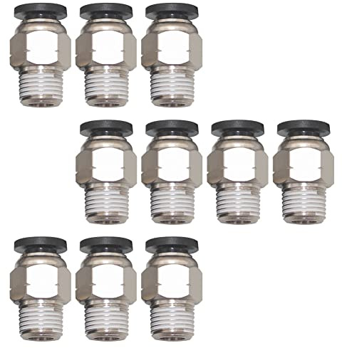 Qolekog Pneumatic Push to Connect Air Fittings 3/8 OD Tube to 1/4NPT Male Thread Straight PC-3/8-N2 (Pack of 10)