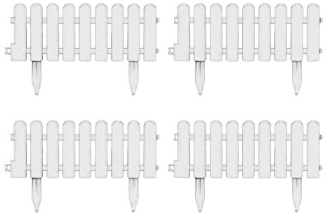 Luckxing Rasenkante Beetumrandung Gartenzaun Zaun Zierzaun Friesenzaun Lattenzaun, 4 Stück Gartenzaun Classic Weiß Beetbegrenzung Beeteinfassung Zaun Für Garten, Landschaftseinfassungen, Wege