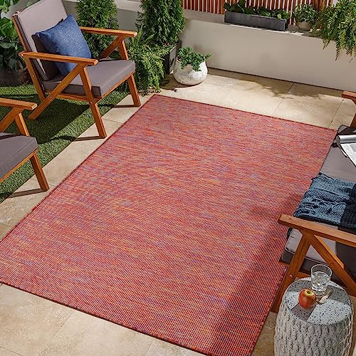 Jimri In- & Outdoor Teppich - Wetterfester Teppich für Balkon, Terrasse, Garten, Wohnzimmer, Küche - Strapazierfähiger Bodenteppich, Widersteht UV-Strahlen & Wasser - Größe 120 x 160 cm, Regenbogen