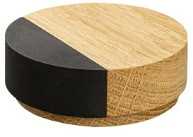 Gedotec OMO Premium Wooden Door Stopper, Oak, 1 Piece, Modern Style, Floor Mount, Self-Adhesive, Noise Minimizing, Door Edge Protection