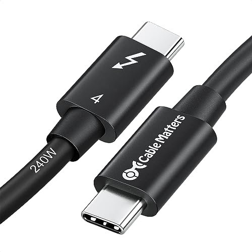 Cable Matters [Certifié Intel] 0,3 m Cable Thunderbolt 4-40 Gbps avec vidéo 8K et Charge 240 W - Rétrocompatible avec Câble USB4 Thunderbolt 3 et USB-C
