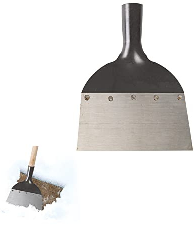 FASSME Pala de Limpieza Multifuncional, Pala Plana para jardín - Herramientas de jardín con Pala de Hielo de Cabeza Plana, Incluye Poste, Acero al manganeso, Herramienta de desmalezado agrícola para