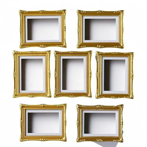 Small Fridge Refrigerator Magnets Picture Frames, Vintage Style Open the Back Cover and Directly Insert For Photos, Paintings, DIY Specimens, Etc. It Can Placed On the Table,Stuck on Fridge (golden)