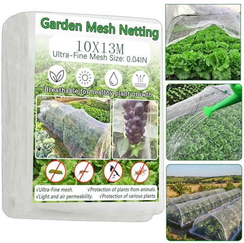 Insect Netting -3x13M Fine Mesh Garden Netting for Vegetables Plants Fruits Flowers Crops Greenhouse，Row Covers Raised Bed Barrier Screen Birds Insect Protection Netting
