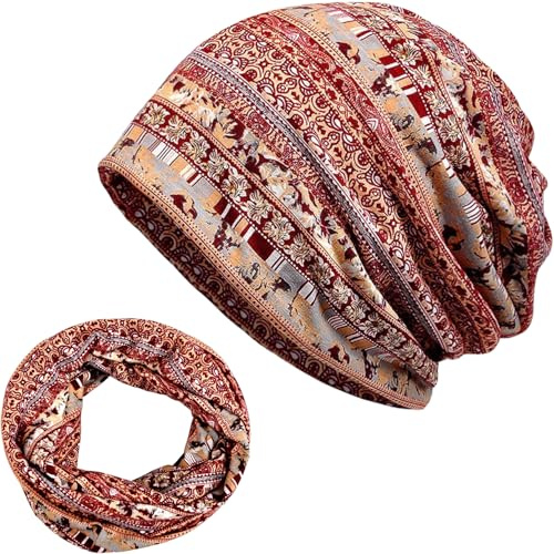 Terynanle Beanie Hat for Women, Unisex Sleep Cap Cotton Slouch Beanie for Hair Loss, Unisex Chemo Headwear Breathable Chemo Cap for Sleeping, Stylish Turban Bed Bandana Scarf Helmet Liner