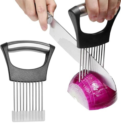 Forchetta per Cipolle, con Copertura protettiva,Affetta Cipolle,Utensili da Cucina in Acciaio Inox, Coltello per Cipolle, Adatto per Tagliare Carne, Verdura, Frutta, Ecc
