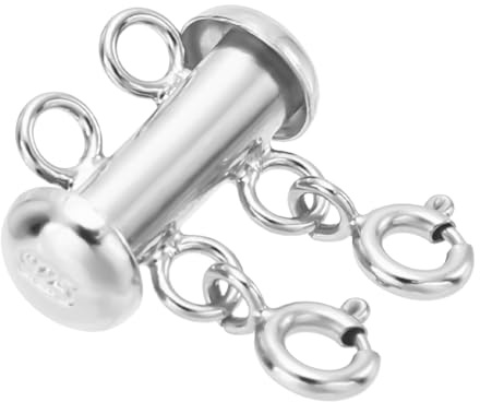 arricraft Conector de bloqueo de 2 hebras de plata de ley 925 con anillos, cierres de bloqueo deslizante plateados, cierre de collar para hacer collares y pulseras en capas