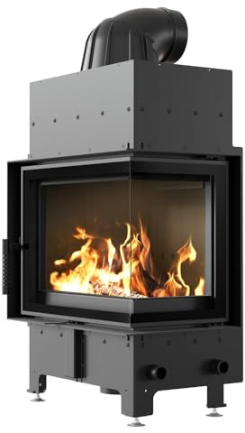 KRATKI Camino in acciaio 8 kw Floki destra fi 160 Nero inserto camino BImSchV Livello 2 per legno
