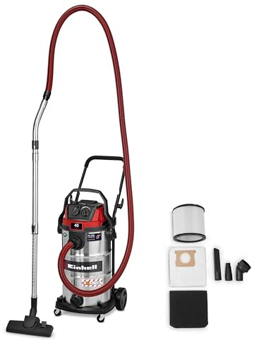 Einhell Aspirador en seco y húmedo TE-VC 4090 SACL (1.150 W, Potencia de aspiración 225 mbar, Recipiente 40 l, protección contra el Polvo L, Filtro HEPA, Limpieza de filtros, Enchufe automático)