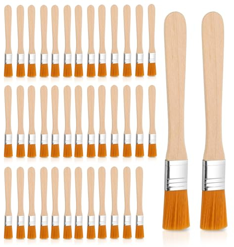 40 stycken platta penslar set, borstborstborstborstborstset lasyrpensel väggfärg platt penselset, liten pensel färgpensel av 14 mm bredd med trähandtag för gör-det-själv konst målningstillbehör