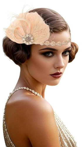 BABEYOND 1920-tals klafffjäder pannband – Great Gatsby tillbehör för kvinnor, Charleston huvudbonad i 1920-talsstil, karneval, kostymtillbehör
