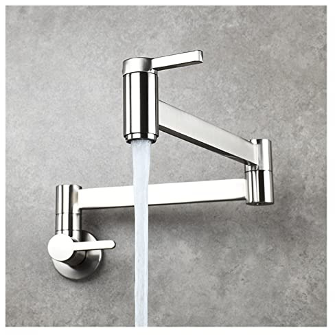 Grifo del fregadero, relleno de olla Toque Medón montado en la pared Freucet de cocina plegable de un solo orificio frío Fregadero Gira Gira la palmada plegable latón de oro cepillado para la cocina,