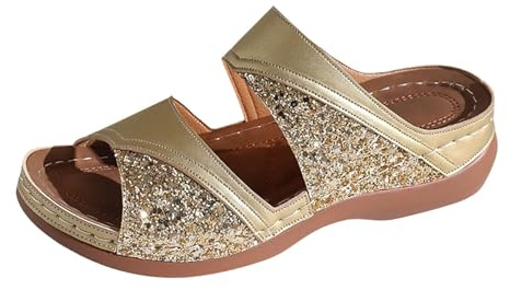 Sandaler, damer, sommar, platåsandaler, damer, paljetter, glitter, strandsandaler, moderiktiga, muffinssandaler, kilpantoletter, lätta fritidssandaler, slip-on, utomhussandaler,