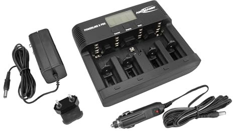 ANSMANN Powerline 5 Pro Ladegerät für NiMH/NiCd Akkus - LCD-Display, Mikroprozessor-Technologie, Mehrfachschutz