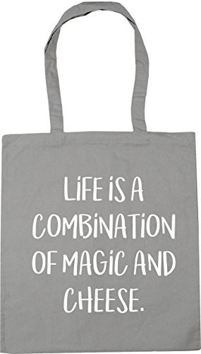 Hippowarehouse Life Is A Combination Of Magic And Cheese Tote Shopping Gym Beach Bag 42cm x38cm, 10 litres