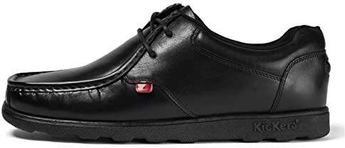Kickers Men's Fragma Lace Up Moc Toe Comfortable Leather Shoes, Black, 8 UK