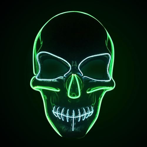 Original Cup | Masque Lumière LED Skull | Qualité Premium | Plastique Rigide | 3 Modes de Clignotements | Masque Néon | Halloween