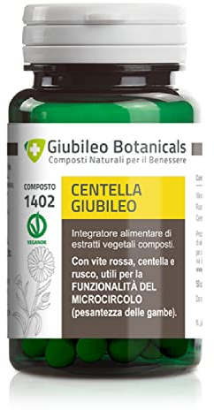 Integratore 100% naturale con CENTELLA, VITE ROSSA e RUSCO Utili per la Funzionalità del Microcircolo (Pesantezza delle Gambe), 50 capsule.