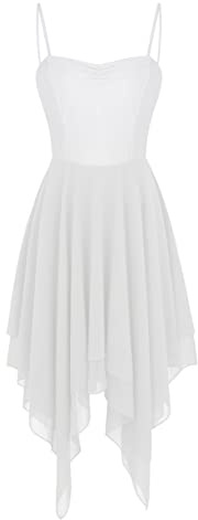 iiniim Vestido de Danza Ballet Asimétrico para Mujer Disfraz Bailarina Elegante Ropa de Danza Contemporánea Lírica Traje de Baile Moderno Actuacion B Blanco S