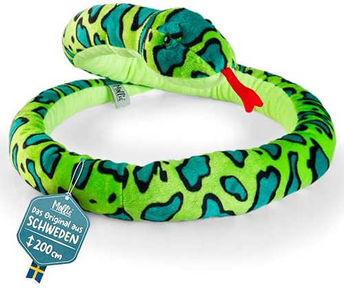 Mollis Kuscheltier - Kuschelschlange - 200 cm - Plüschtier-Schlange - Kinder-Kuscheltier - weiches Stofftier für Kinder und Babys (Grün)