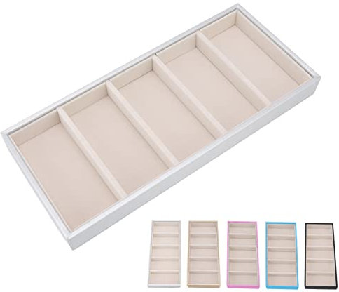 Brillenetui, 5 Gitter, Sonnenbrillen Organizer für Damen, Herren, ohne Abdeckung, Brillen Aufbewahrungsbox, Brillen Vitrine für Tisch, Schreibtisch, Schublade, Zubehör für die(Silber grau)