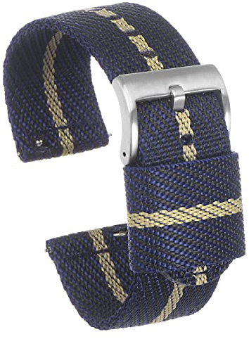 sourcing map Blue Khaki Nylon Striped Watchband 20mm Width Premium Nylon Strap, Soft and Comfortable Replacement Canvas Watch Band