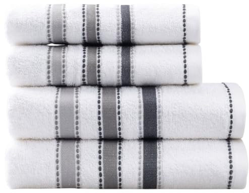 PandaHome Handtuch Set aus Baumwolle - 2 Handtücher (55x110 cm), 2 Gästehandtücher (40x60 cm) - 100% Baumwolle Towel, Schnelltrocknend Weich Saugstark 450 g/m² (Weiß)