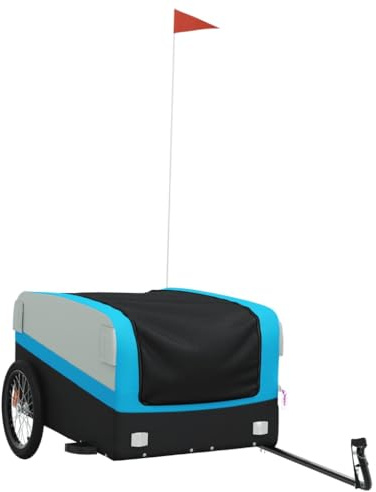 vidaXL Cykelvagn svart och blå 45 kg järn