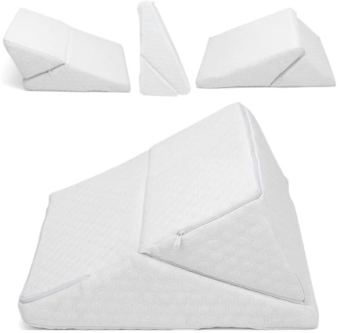 Top Home Solutions® Wedge Pillow Support Cushion – 4 in 1 Memory Foam Bed Wedge Pillow with Carry Handle - Multiple Design Support Therapy for Head, Neck, Back, Shoulders & Legs 35W x 32D x 18H cm