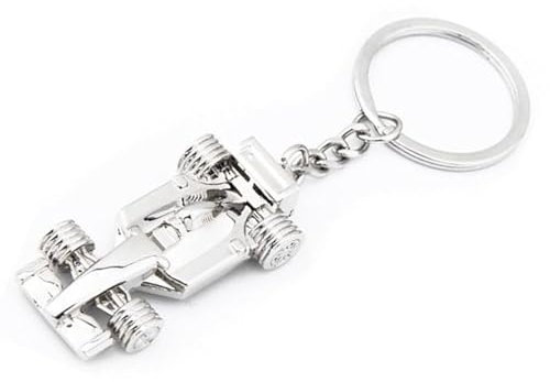 Metal Car Keyring Accessories for your Key or Display – Gifts for Fans of Racing, Cars and Formula 1 – Christmas, Easter, Birthday Gifts, Chrome Effect, Sturdy Keychain for Men and Women