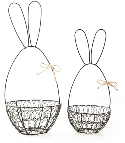 Logbuch-Verlag 2 Osterkörbchen zum Befüllen & Dekorieren Osterdekoration Osternest Hase aus Metall 25,5 cm + 32,5 cm