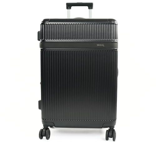 Solier Hartschalenkoffer – Reisetrolley mit 4 Rollen, Zahlenschloss und Teleskopgriff – Rollkoffer Hardcase Gepäck (schwarz, 24' M)