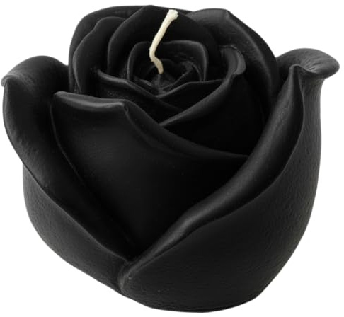 Cereria Di Giorgio - Candela a forma di Bocciolo di Rosa - Colore Nero - Diametro 8 cm Altezza 8 cm - Sacchetto Regalo - Spring Collection - Artigianale