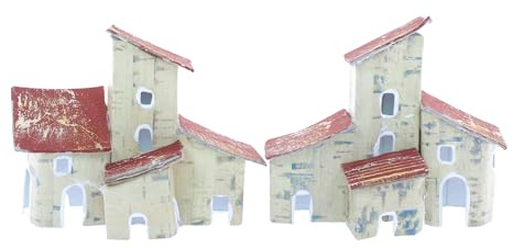 Moranduzzo Gruppo Case Set 2 pz 6,5x4x7 cm – Case Rustiche per Presepe in Miniatura, Made in Italy