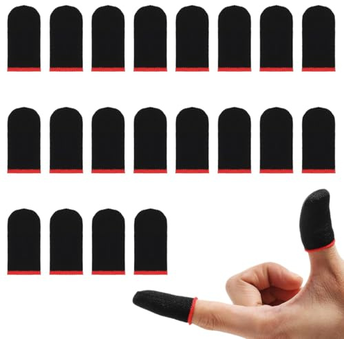 QEXUJOW Paquete de 20 protectores de dedos para juegos, sensibles, transpirables, resistentes al sudor y adecuados para pantallas táctiles de teléfonos móviles.