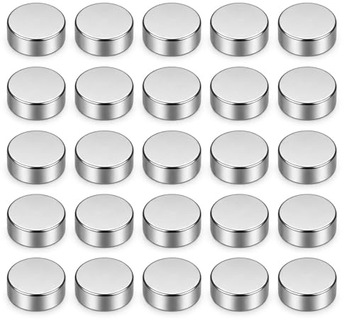 Wjelet 20 stycken neodymmagneter ⌀ 10 x 5 mm extra starka magneter, platt – starka minimagneter för kylskåp, magnettavla, hantverk, kontor
