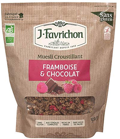 FAVRICHON Muesli croustillant Framboise & Chocolat 500G Bio -