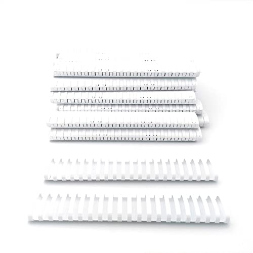 Alevar Dorsi in Plastica a Spirale per Rilegatura, 21 Anelli Diametro 45 mm, Formato A4, Capacità da 341 a 410 Fogli, Colore Bianco, Confezione da 50 Pezzi